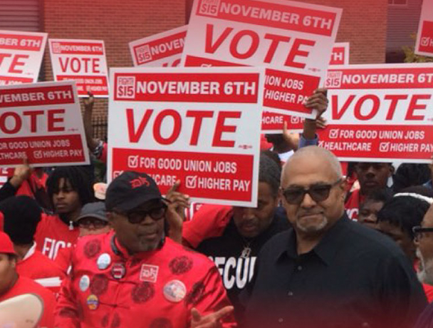 Fight for $15 activist getting out the vote for the right to join a union image